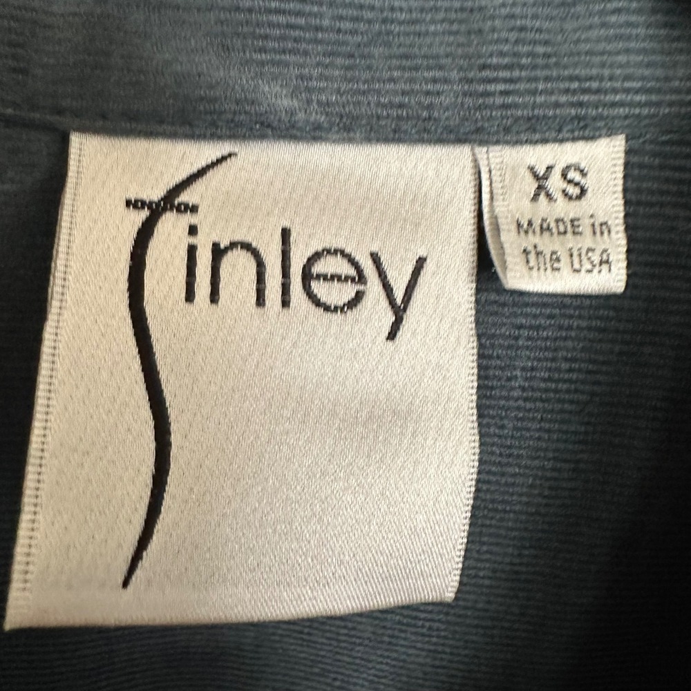Finley Corduroy Button-Down Shirt Dress Tunic Blue XS‎ Made in USA - Picture 2 of 8